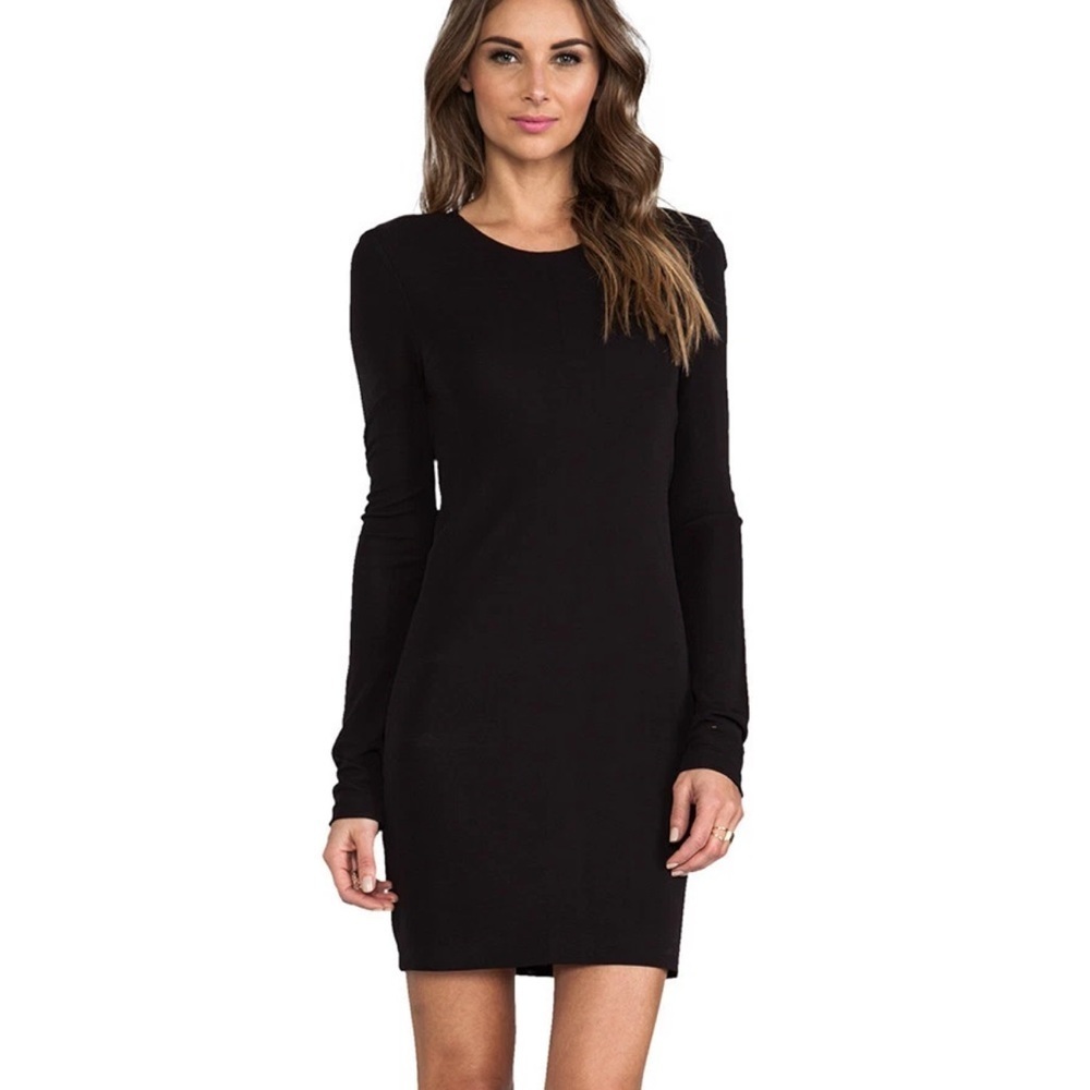 T by Alexander Wang Draped open back Black Mini Dress Small FLAWS READ
